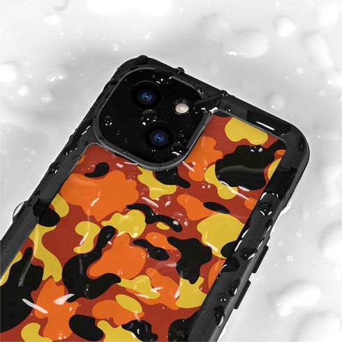 Orange Camo iPhone 15 Plus Waterproof Case